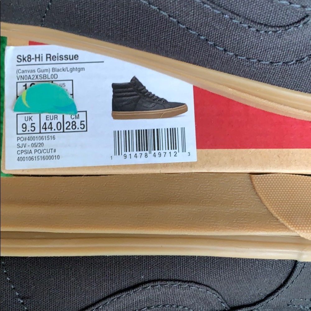 VANS MEN’S SK8-Hi REISSUE CANVAS GUM BLACK/LGHTGM Sneakers - Picture 12 of 16